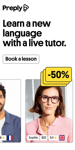 Preply — learn a language with a live tutor, 50% off